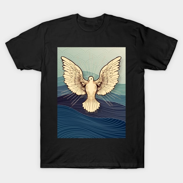 Dove Wings of Unity: "The Left Wing and the Right Wing Belong to the Same Bird" on a Dark Background T-Shirt by Puff Sumo